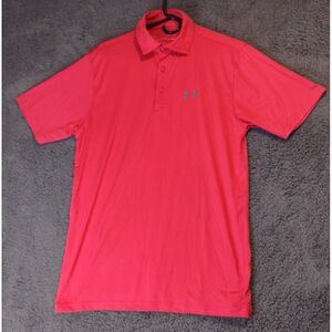 Under Armour Mens Golf‎  Shirt  Heatgear Size M Red Loose Fit  Athletic Polo